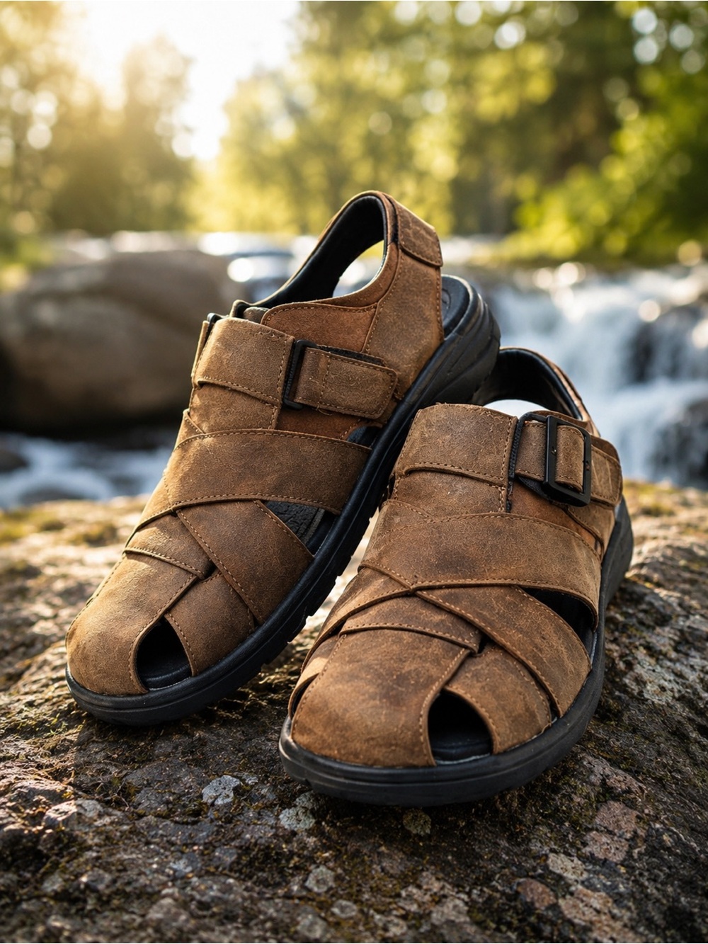 ABEO Brandon Orthotic Leather Sandals Men’s 9 Brown Arch Support Comfort